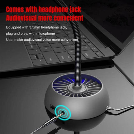HXSJ USB Noise Reduction Microphone for Clear Calls desktop USB mic with 3.5mm headphone jack and flexible gooseneck, noise reduction for clear virtual meetings