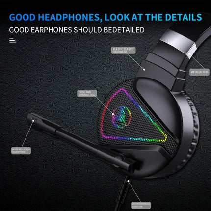 HXSJ Wired Gaming Headset With Adjustable Comfortable Fit stereo headset with mic, protein cotton earmuffs and RGB 50mm drivers