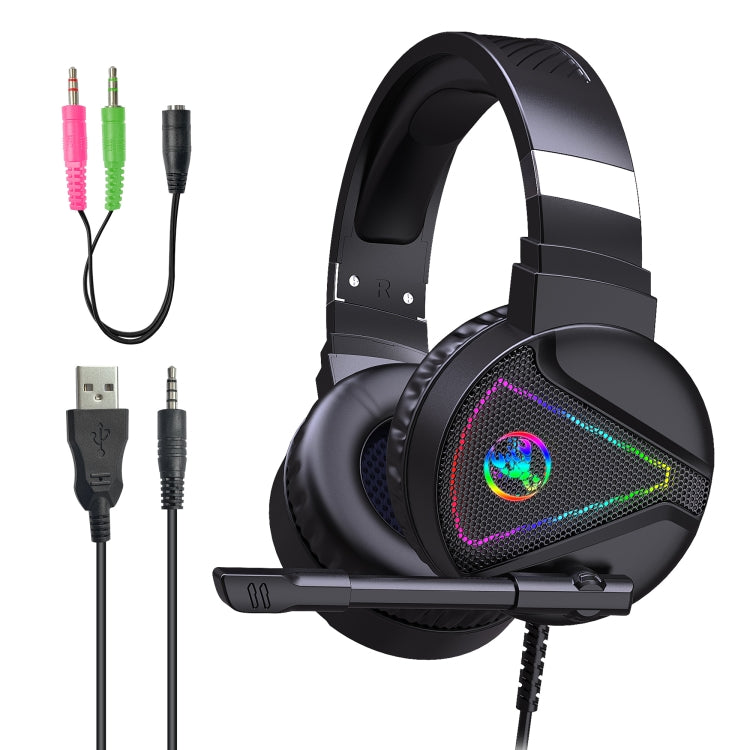 Casque de jeu stéréo avec lumière RVB HXSJ F16 3,5 mm + port USB avec microphone