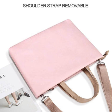 Lightweight Laptop Bag with Detachable Shoulder Strap for 15-Inch Devices in pink with removable strap and top handles