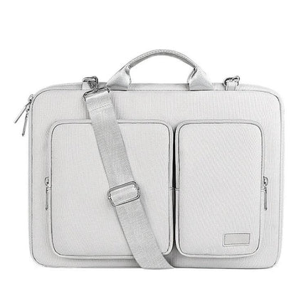 Polyester Laptop Bag with Detachable Shoulder Strap for 15.6-Inch Laptops, gray protective case with front pockets and adjustable strap