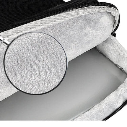 Polyester Laptop Bag with Detachable Shoulder Strap for 15.6-Inch Laptops showing soft padded interior and zipper closure for impact and moisture protection
