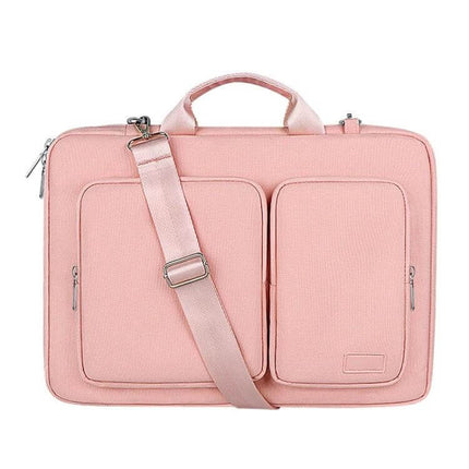 Polyester Laptop Bag with Detachable Shoulder Strap for 15.6-Inch Laptops in pink, padded compartments and detachable shoulder strap