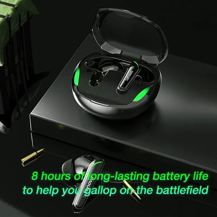 Lenovo Wireless Earbuds For Daily Commutes And Calls in charging case with green accents and earbuds shown