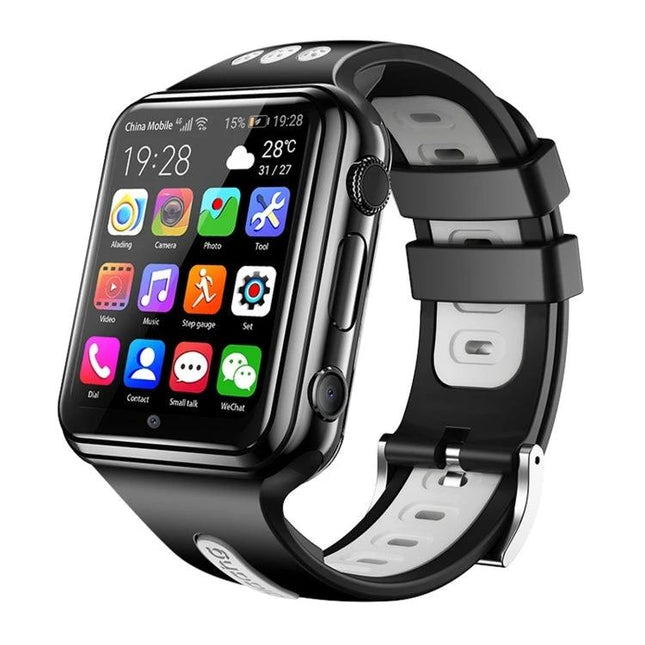 W5 Smart Watch for Everyday Connectivity and Tracking showing black smartwatch with app icons, step and GPS features for commuters and fitness