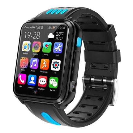 W5 Smart Watch for Everyday Connectivity and Tracking showing black smartwatch with colorful app icons and GPS tracking