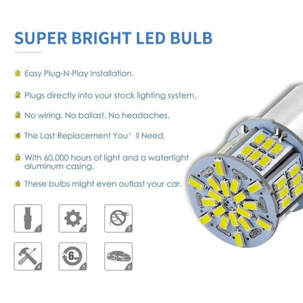 Car Turn Signal And Reverse Light LED Bulb For Everyday Driving White - 6000K 1080lm 3W super bright plug-n-play replacement bulb
