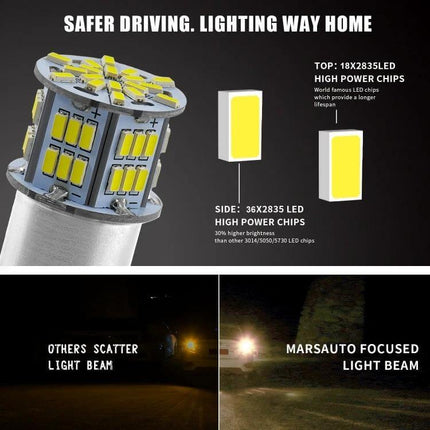Car Turn Signal And Reverse Light LED Bulb For Everyday Driving White - 6000K 1080lm 3W focused beam, direct replacement LED bulb