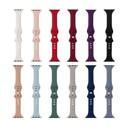 Slim Silicone 8 Buckle Replacement Strap For Apple Watch