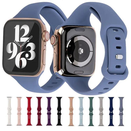 Slim Silicone 8 Buckle Replacement Strap For Apple Watch