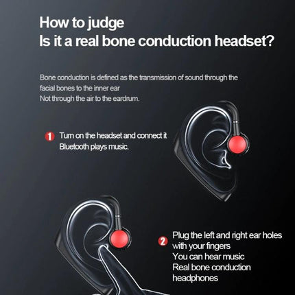 Open Ear Bone Conduction Headset For Running And Commuting showing how to test real bone conduction with ear and finger touch