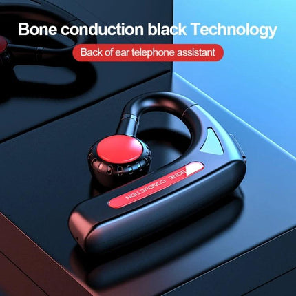 Open Ear Bone Conduction Headset For Running And Commuting sleek black-red open-ear bone conduction headset shown on dark surface