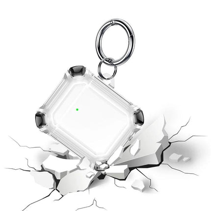 Protective Case Safeguards AirPods for Daily Activities and Travel clear shockproof AirPods case with keyring showing charging access