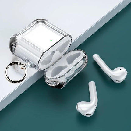 Protective Case Safeguards AirPods for Daily Activities and Travel — Clear shockproof AirPods case with keyring, allows direct charging and scratch protection