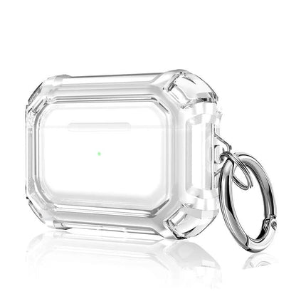 Protective Case Safeguards AirPods for Daily Activities and Travel clear rugged keyring case with charging access