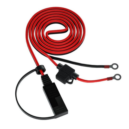 OT Terminal Cable 1.4m For Vehicle Use Powering Mobile Devices – red and black PVC+copper 1.4m lead with ring terminals and inline fuse for car devices