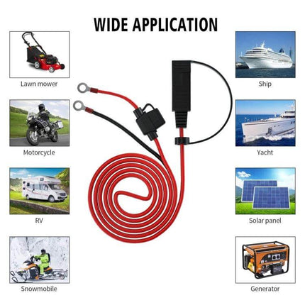 OT Terminal Cable 1.4m For Vehicle Use Powering Mobile Devices durable 1.4m PVC copper lead showing ring terminals and fuse for cars RVs boats generators