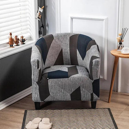 Elastic All Inclusive Semicircle Printed Grey Sofa Cover