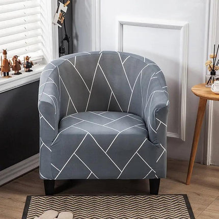 Elastic All Inclusive Semicircle Printed Grey Sofa Cover