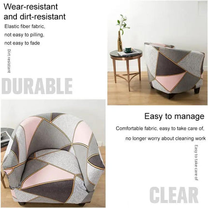 Elastic All Inclusive Semicircle Printed Grey Sofa Cover