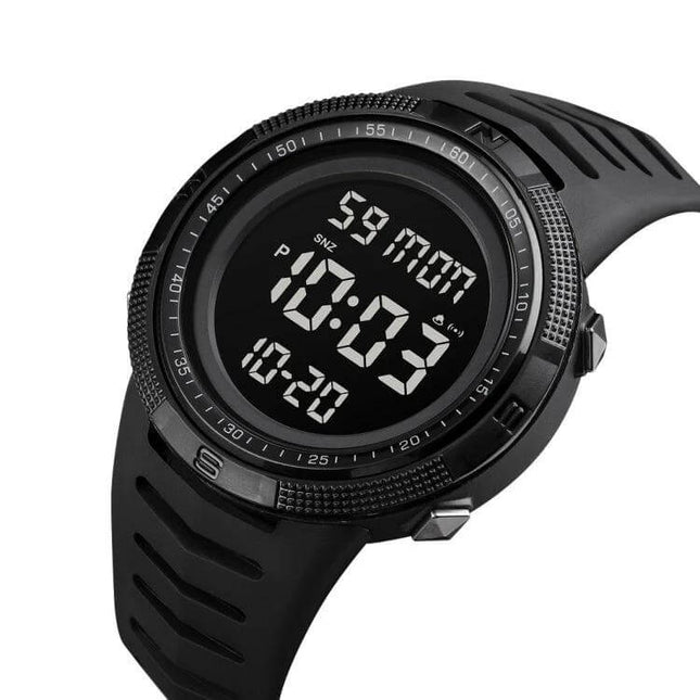 SKMEI Dual Time Display Luminous Watch with Alarm Function - black digital sport watch showing dual time, luminous display and alarm features