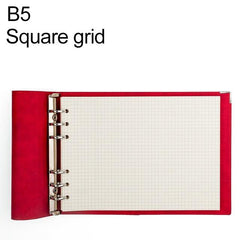 B5 Deluxe Faux Leather Grid Journal with Luxurious Daolin Paper Red Checkered Core