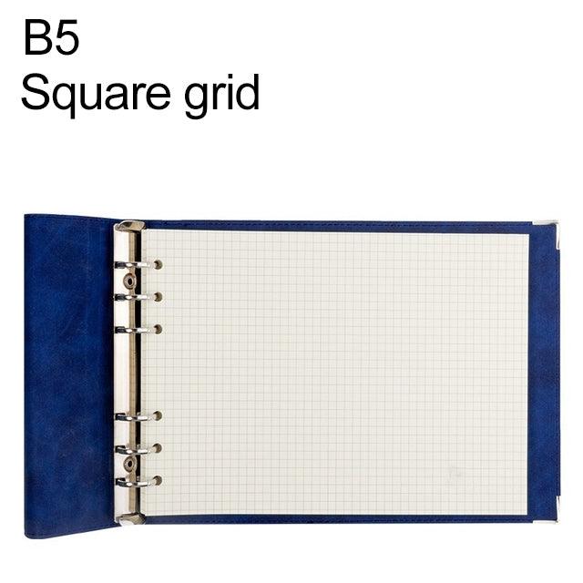 B5 Deluxe Faux Leather Grid Journal with Luxurious Daolin Paper Blue Checkered Core