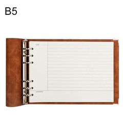 B5 Deluxe Faux Leather Grid Journal with Luxurious Daolin Paper Brown Cornell Horizontal Wire Inner Core