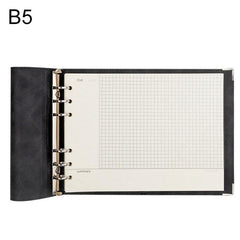 B5 Deluxe Faux Leather Grid Journal with Luxurious Daolin Paper Black Cornell Checkered Core