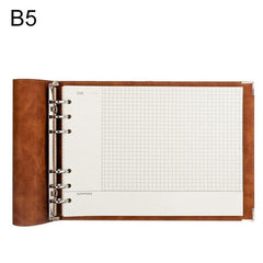 B5 Deluxe Faux Leather Grid Journal with Luxurious Daolin Paper Brown Cornell Checkered Core