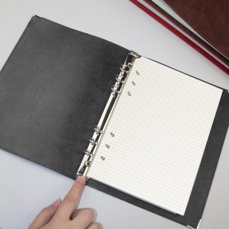 Elegant A5 Faux Leather Loose-leaf Notebook with Grid Lining Black Checkered Core