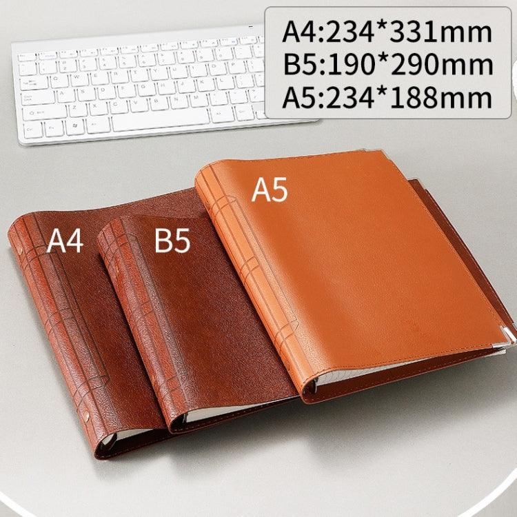 Elegant A5 Faux Leather Loose-leaf Notebook with Grid Lining