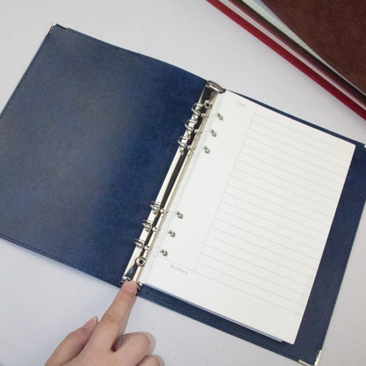 Elegant A5 Faux Leather Loose-leaf Notebook with Grid Lining Blue Cornell Horizontal Wire Inner Core