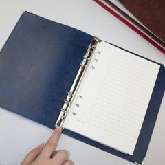 Elegant A5 Faux Leather Loose-leaf Notebook with Grid Lining Blue Cornell Horizontal Wire Inner Core