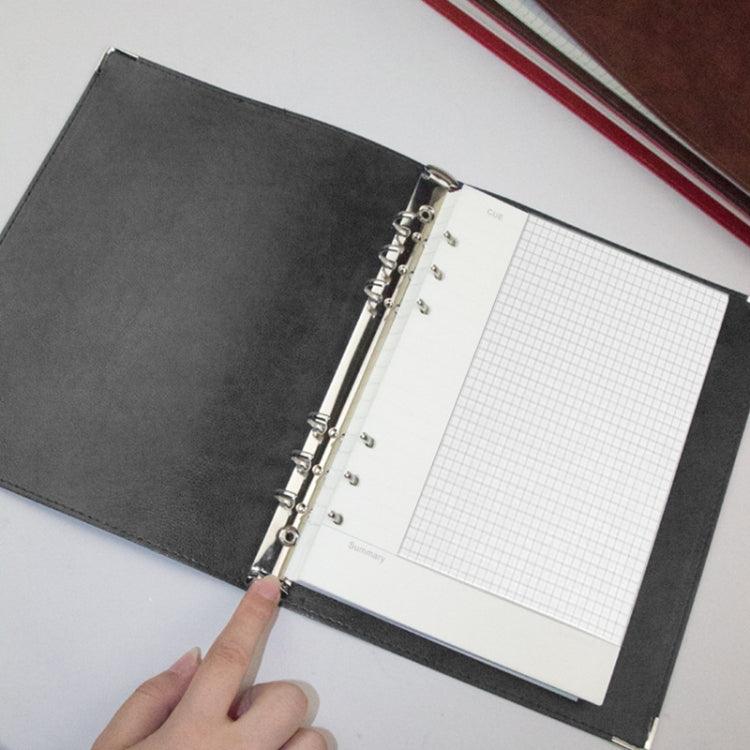 Elegant A5 Faux Leather Loose-leaf Notebook with Grid Lining Black Cornell Checkered Core