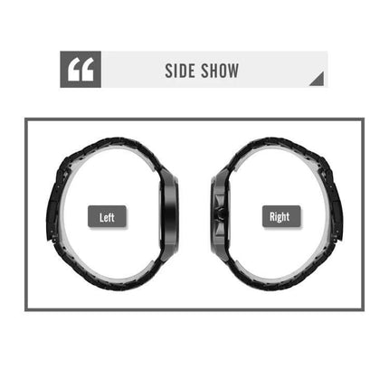 SKMEI Dual Time Digital Watch with Stainless Steel Strap side view showing left and right profiles with stainless steel strap