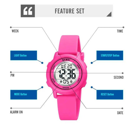 Montre numérique étanche SKMEI avec affichage LED et bracelet en silicone