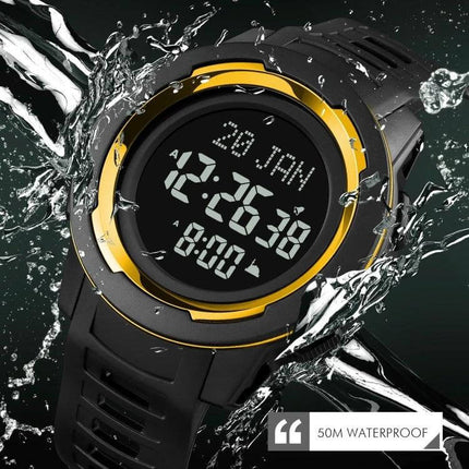 SKMEI Digital Watch for Prayer Times and Qibla Direction Guidance water-resistant digital watch with prayer time display and Qibla orientation