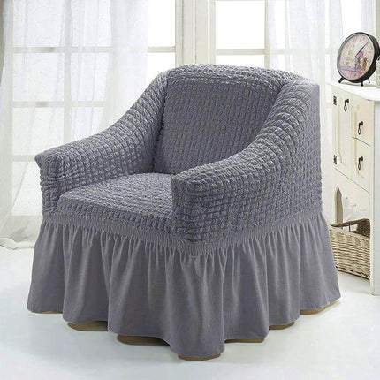 Four Seasons Universal Elastic Skirt Style Sofa Cover 90-140cm fitted gray armchair cover with ruffled skirt, elastic edges for full protection