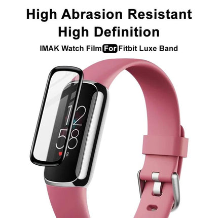 IMAK Plexiglass HD Screen Protector for Fitbit and ZTE Watches clear scratch-resistant film on pink Fitbit-style watch preserving HD clarity