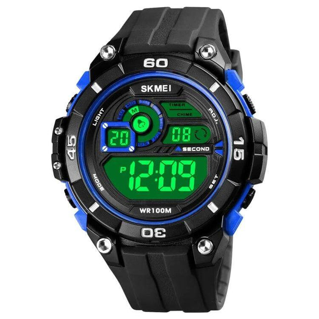 SKMEI Men's Luminous Dual Time Alarm Waterproof Sports Watch digital black blue sports watch with luminous green display and rubber strap