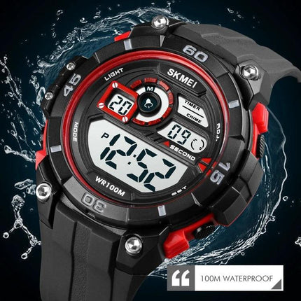 SKMEI Men's Luminous Dual Time Alarm Waterproof Sports Watch black red digital sports watch with 100M waterproof display