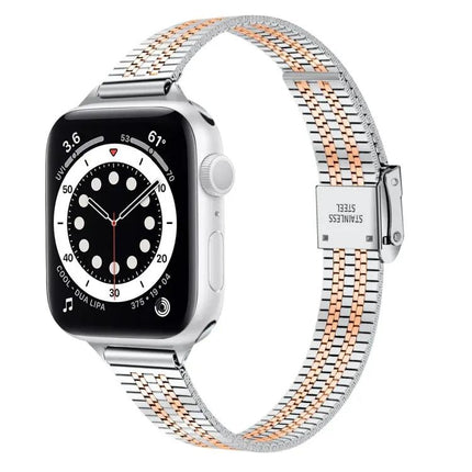 14mm Steel Seven-Bead Safety Buckle Watchband Apple Watch