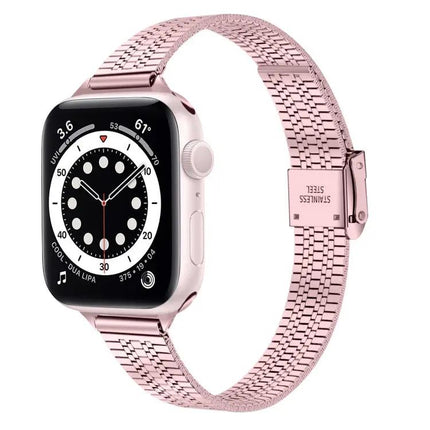 14mm Steel Seven-Bead Safety Buckle Watchband Apple Watch