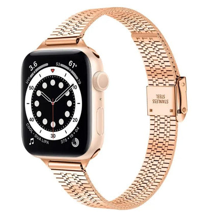 14mm Steel Seven-Bead Safety Buckle Watchband Apple Watch