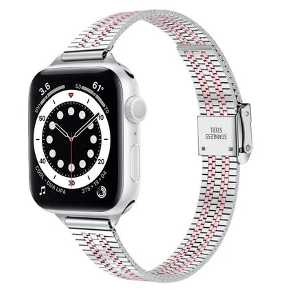14mm Steel Seven-Bead Safety Buckle Watchband Apple Watch