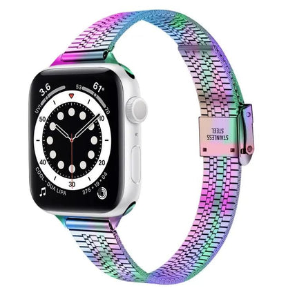 14mm Steel Seven-Bead Safety Buckle Watchband Apple Watch