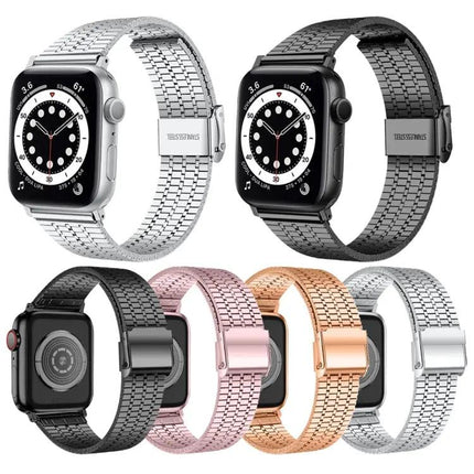 Steel Seven-Bead Double Safety Buckle Apple Watch Band 41mm