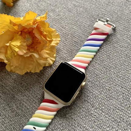 Two-Color Twist Silicone Strap For Apple Watch 38-45mm