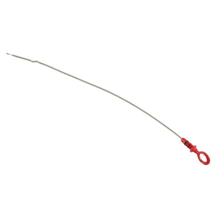 Essential Dipstick for Checking Oil Levels in Volvo Vehicles, long metal dipstick with red handle for accurate oil level checks